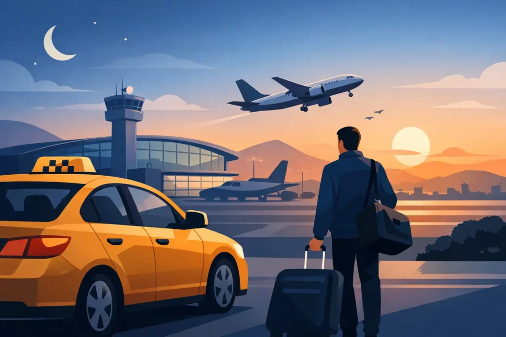 Betrouwbare taxi voor vroege vlucht boeken