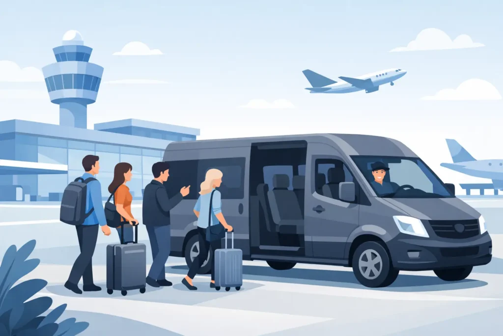 Goedkope taxibus Schiphol groep boeken