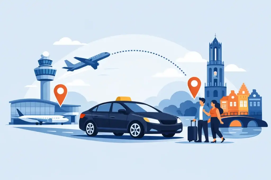 Retour taxi Schiphol Utrecht boeken zonder gedoe