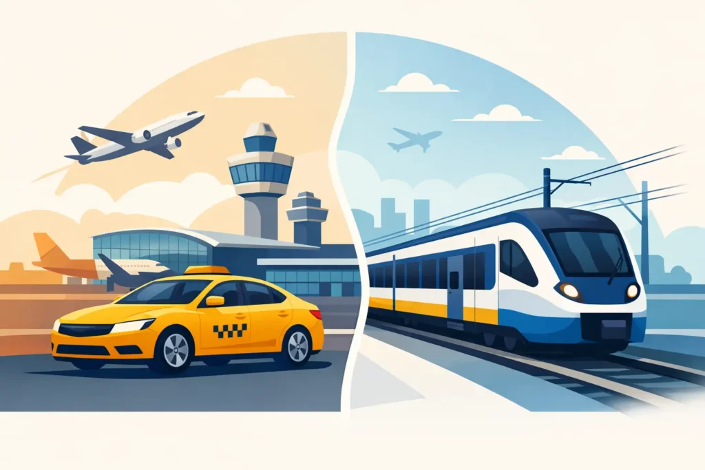 Taxi of trein Schiphol - wat is slimmer?