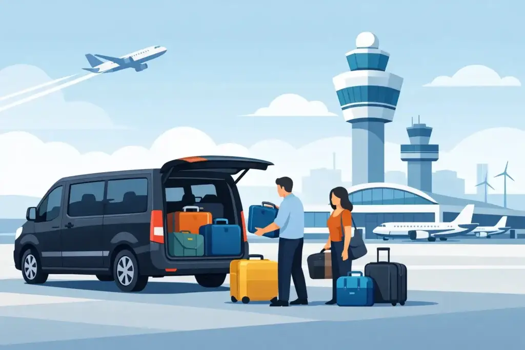 Taxibus met veel bagage Schiphol regelen