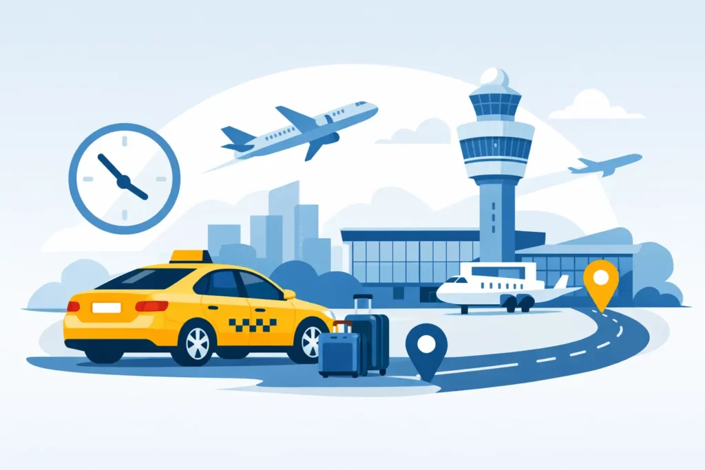 Hoeveel tijd kost een taxi naar Schiphol?