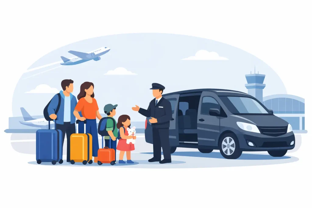 Taxibus voor gezin naar luchthaven boeken
