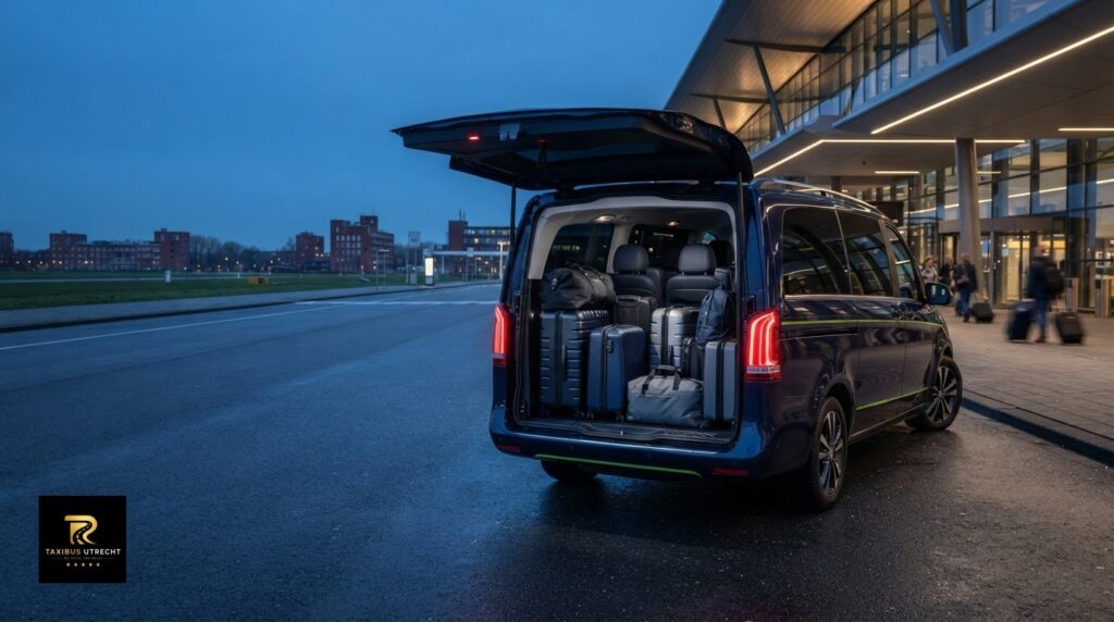 Bagagecapaciteit van een 8-persoons taxibus naar Schiphol: hoeveel koffers en trolleys passen mee?