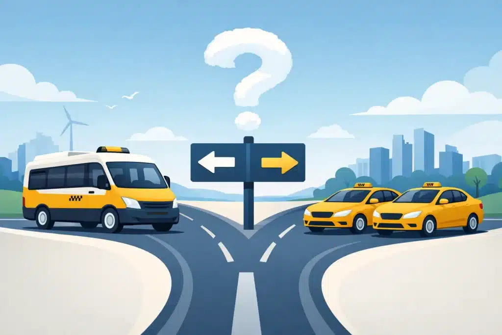 Taxibus of twee taxi's: wat kiest u?