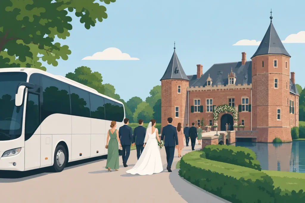 Groepsvervoer bruiloft Kasteel Sterkenburg Bunnik