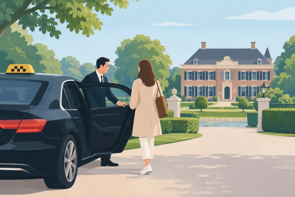 Taxi voor gasten bij Buitenplaats Amerongen